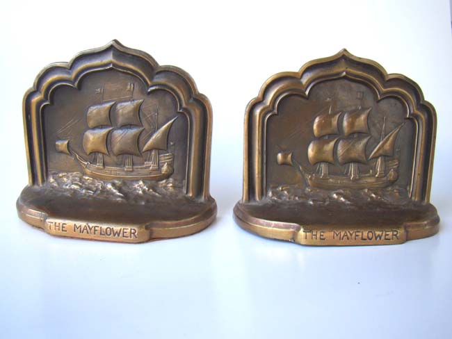 A pair of MAYFLOWER bookends made by the Philadelphia Mfg. Co. circa 1960